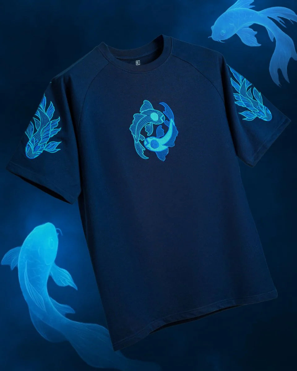 Koi Embroidered oversized T- Shirt