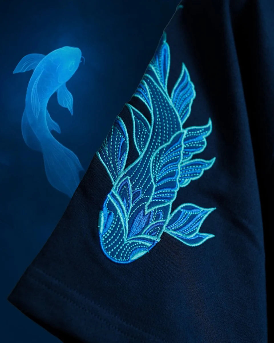 Koi Embroidered oversized T- Shirt
